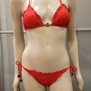 SOFIA by Vix - Red Ruffled String Bikini - Size M